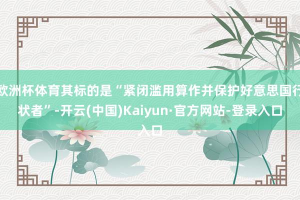 欧洲杯体育其标的是“紧闭滥用算作并保护好意思国行状者”-开云(中国)Kaiyun·官方网站-登录入口